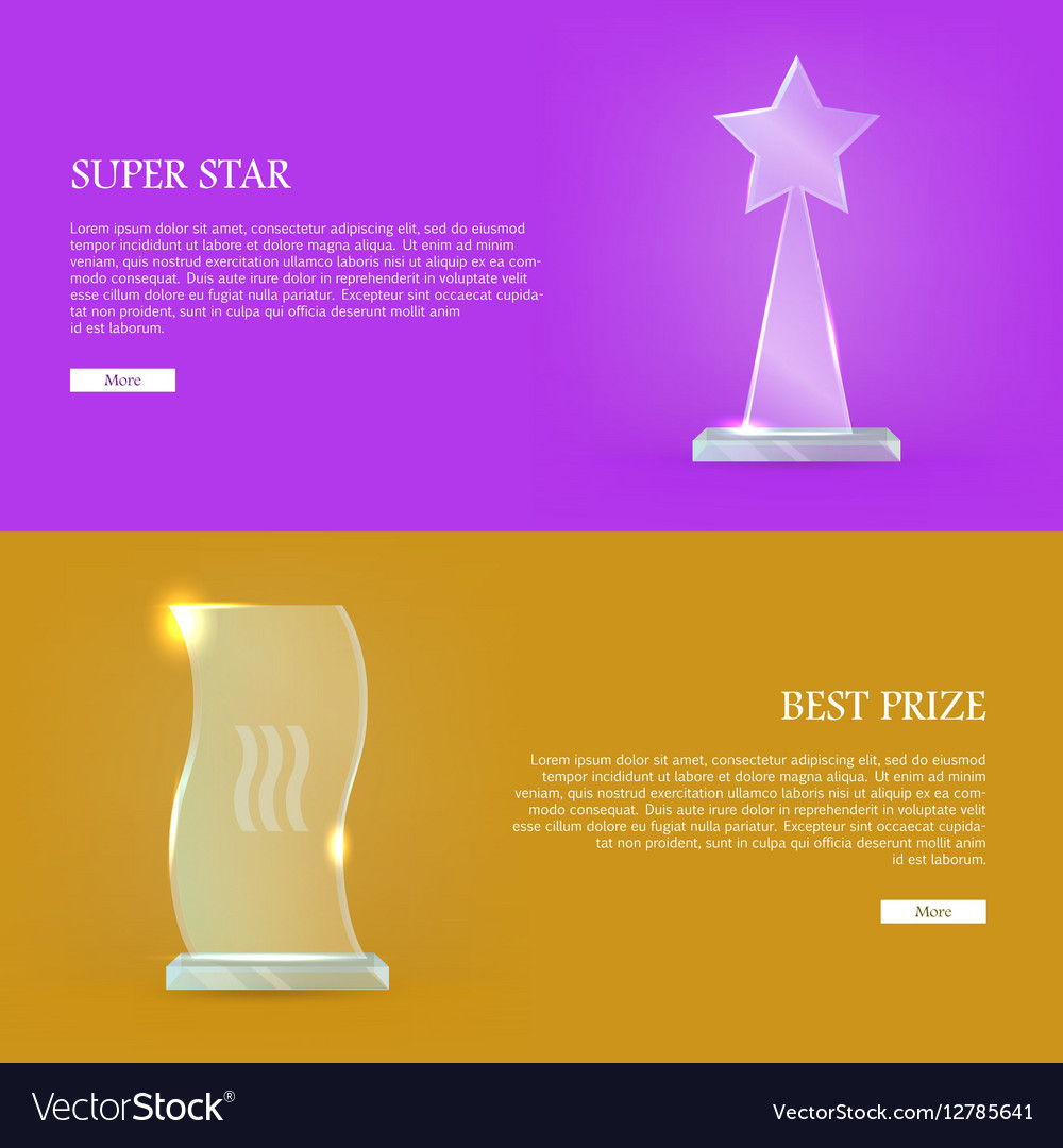Set Of Glass Awards Trophy Rewards Web Banner Vector Image