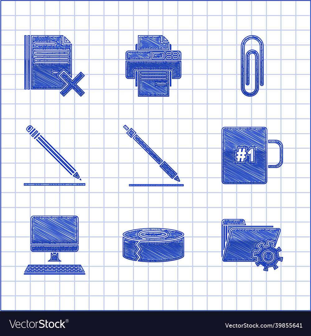 Set pen line scotch folder settings with gears vector image Set pen line scotch folder settings with gears