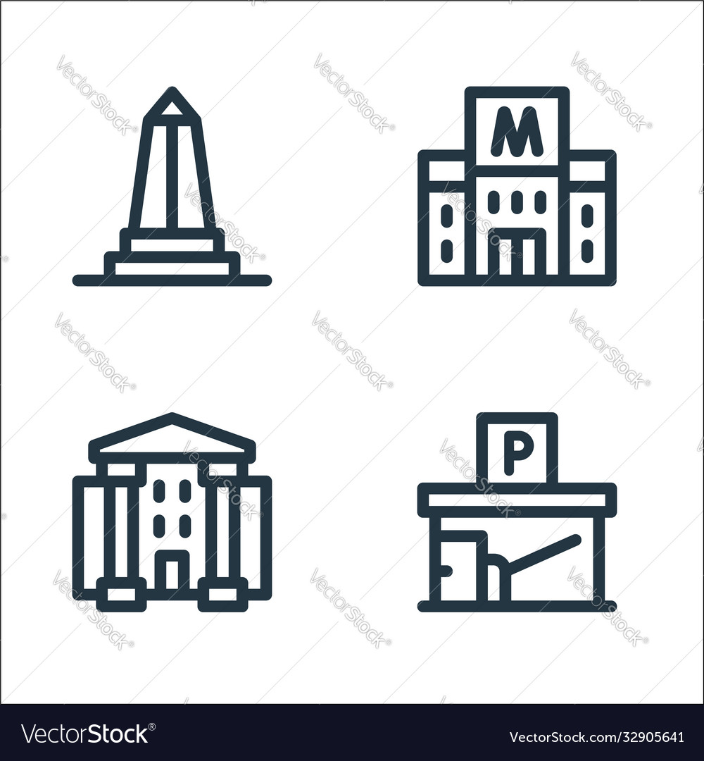 Urban building line icons linear set quality vector image Urban building line icons linear set quality