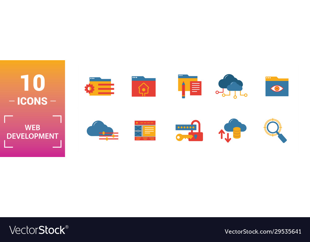 Web development icon set include creative vector image Web development icon set include creative