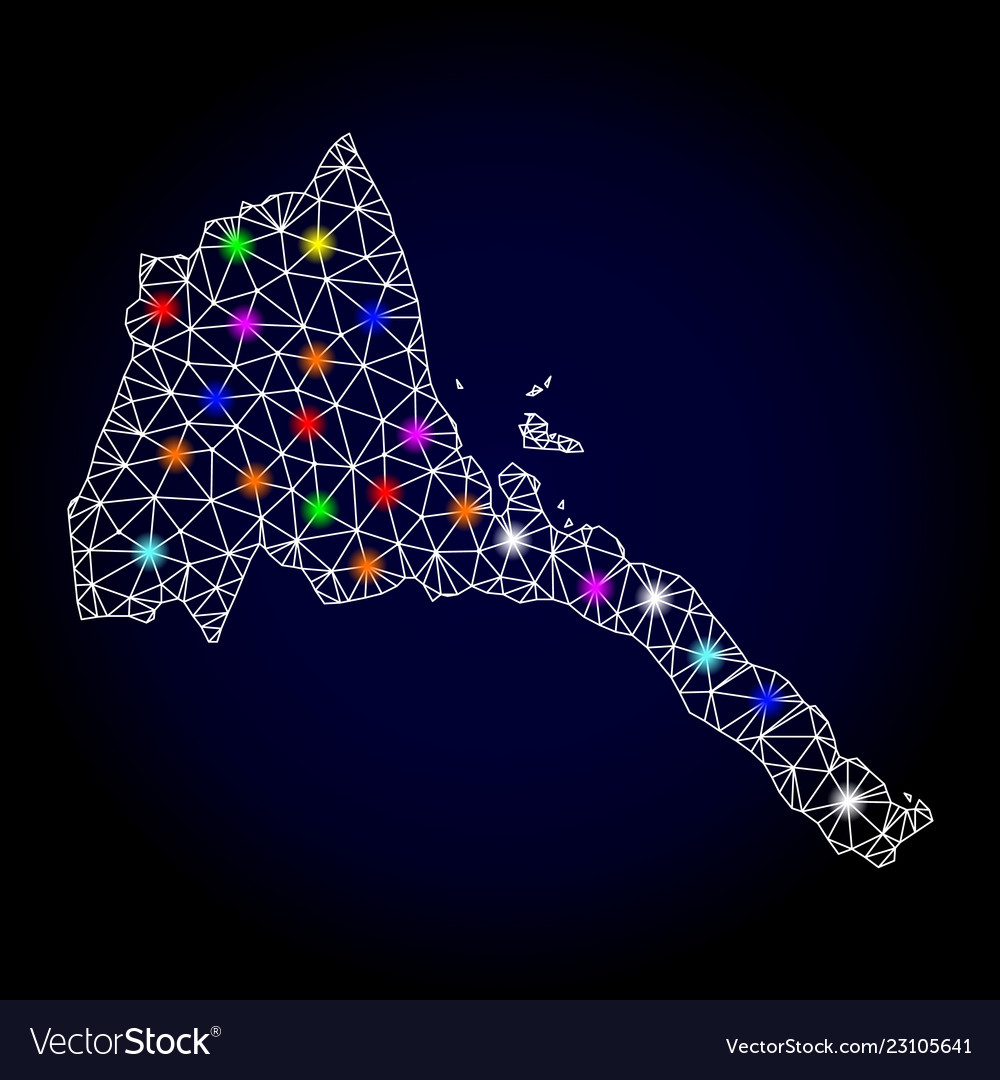 Drahtrahmen-Netzkarte von eritrea mit Licht vector image Drahtrahmen-Netzkarte von eritrea mit Licht