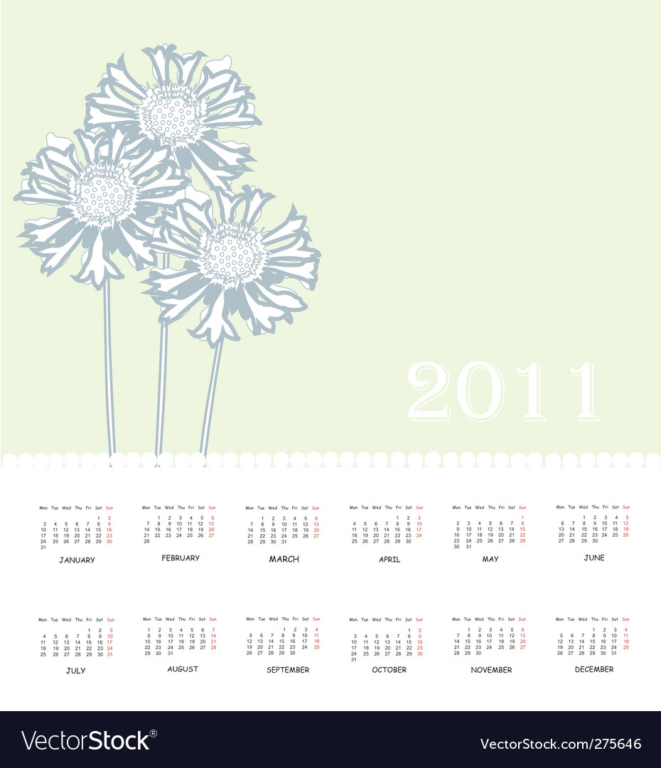 Annual calendar for 2011 Royalty Free Vector Image