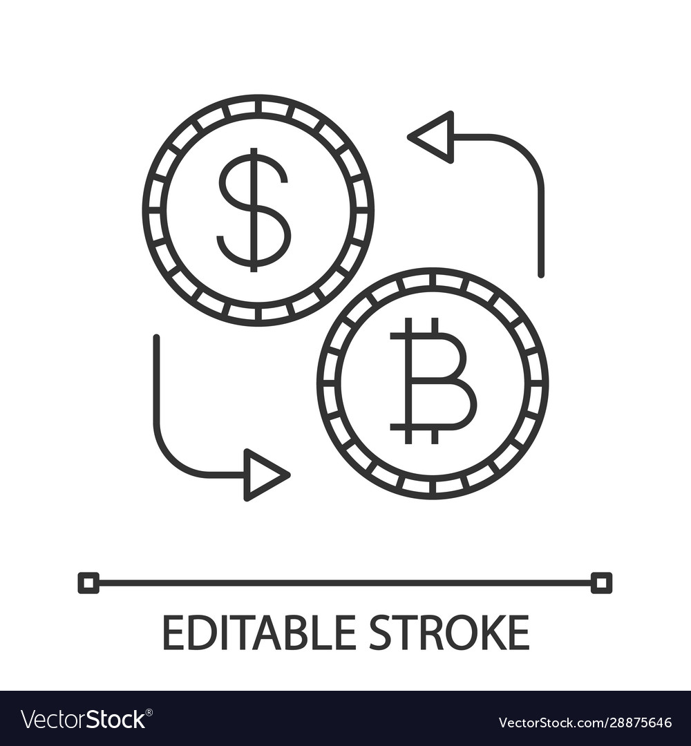 Bitcoin and dollar currency exchange linear icon vector image Bitcoin and dollar currency exchange linear icon