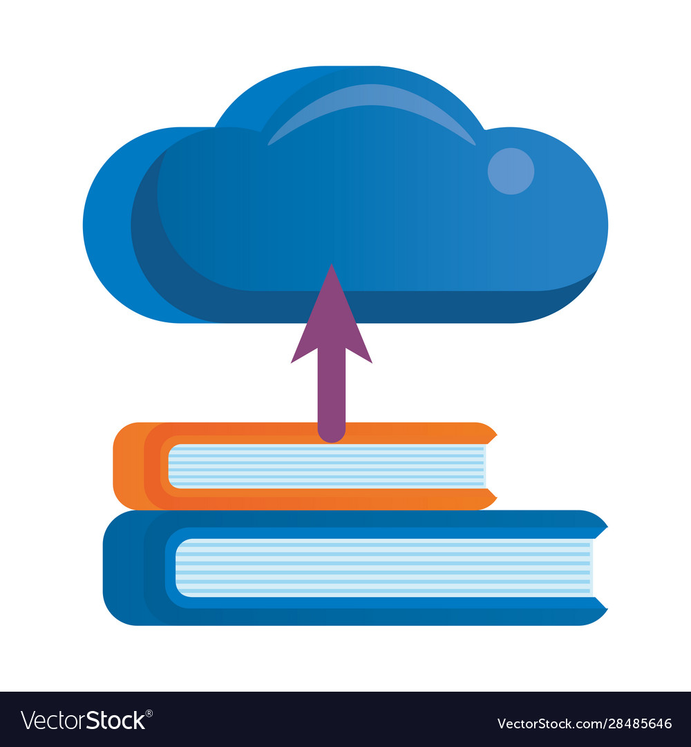 Cloud computing server with books technology vector image Cloud computing server with books technology