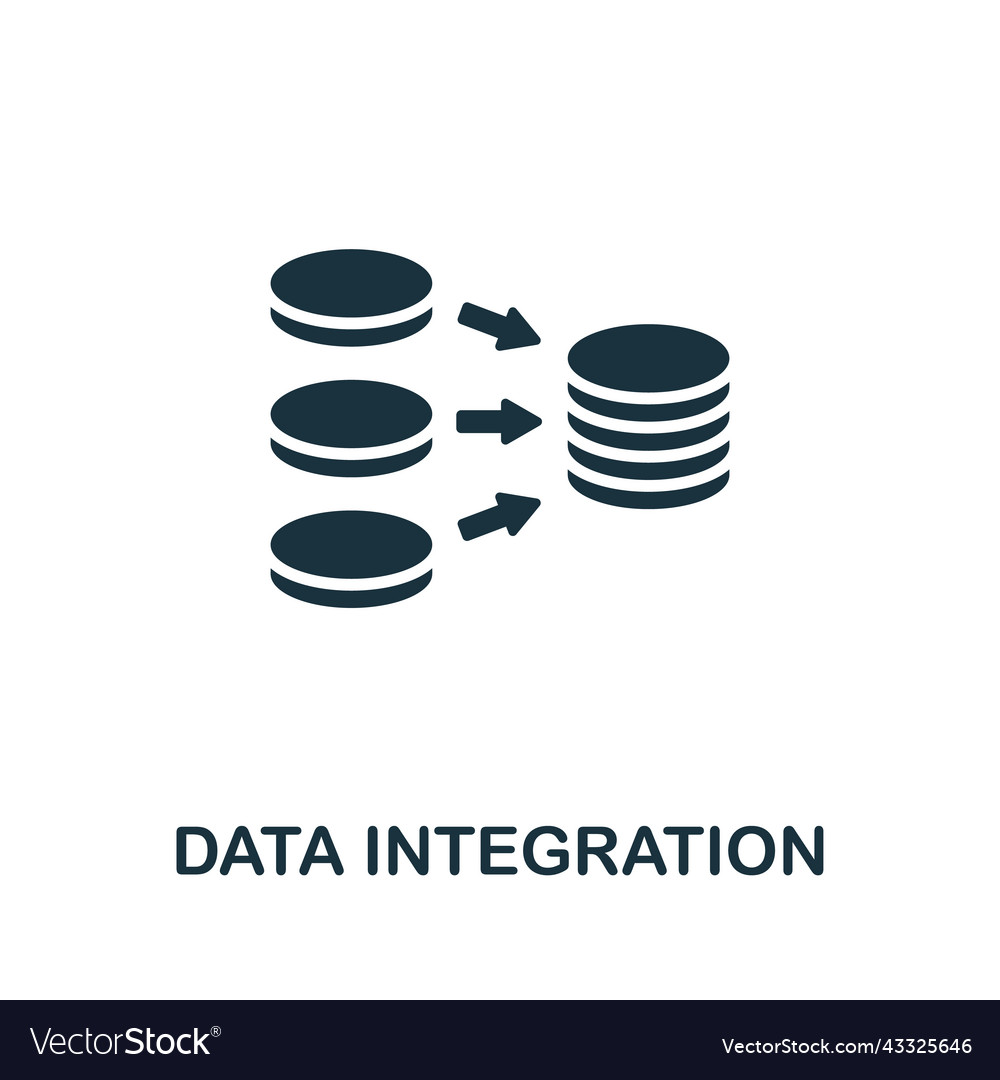 Data integration icon monochrome simple line vector image Data integration icon monochrome simple line