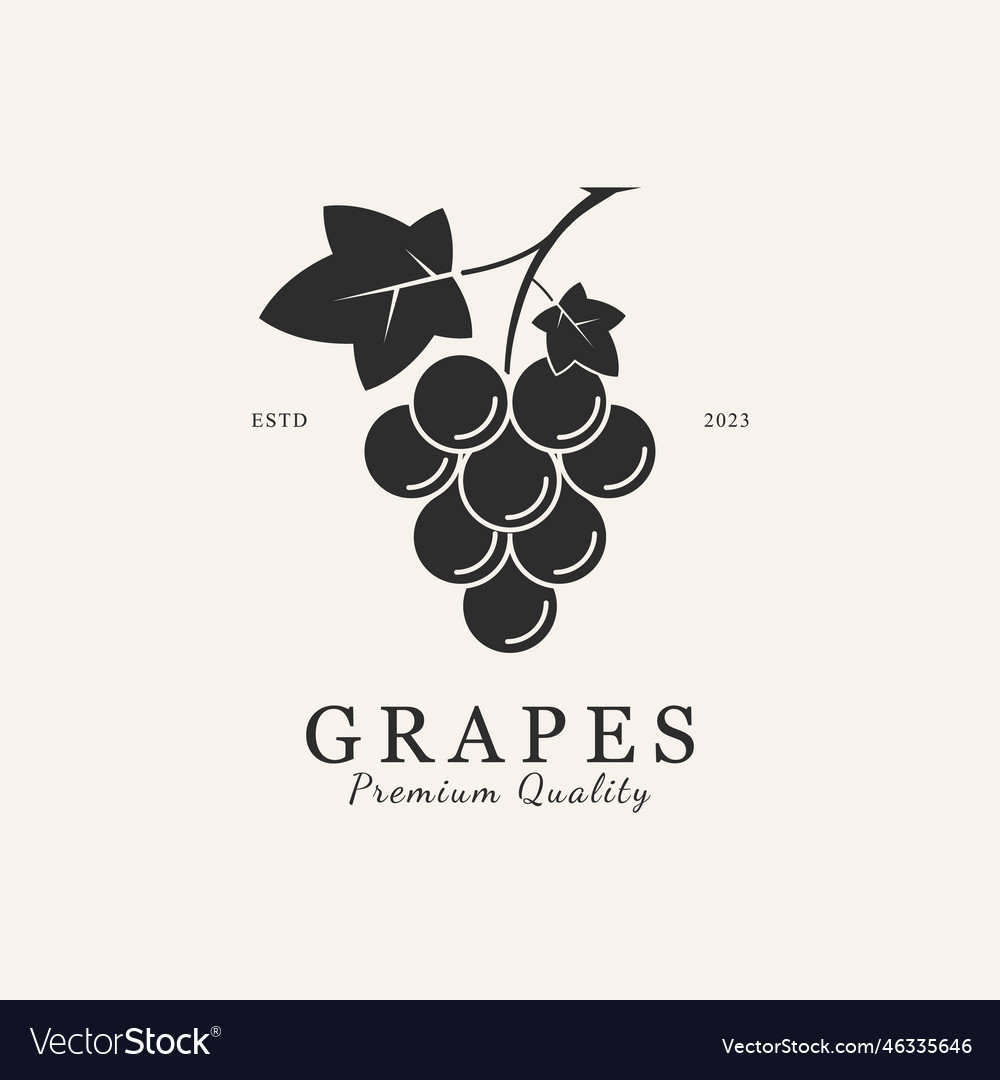 Grapes line art design logo Royalty Free Vector Image