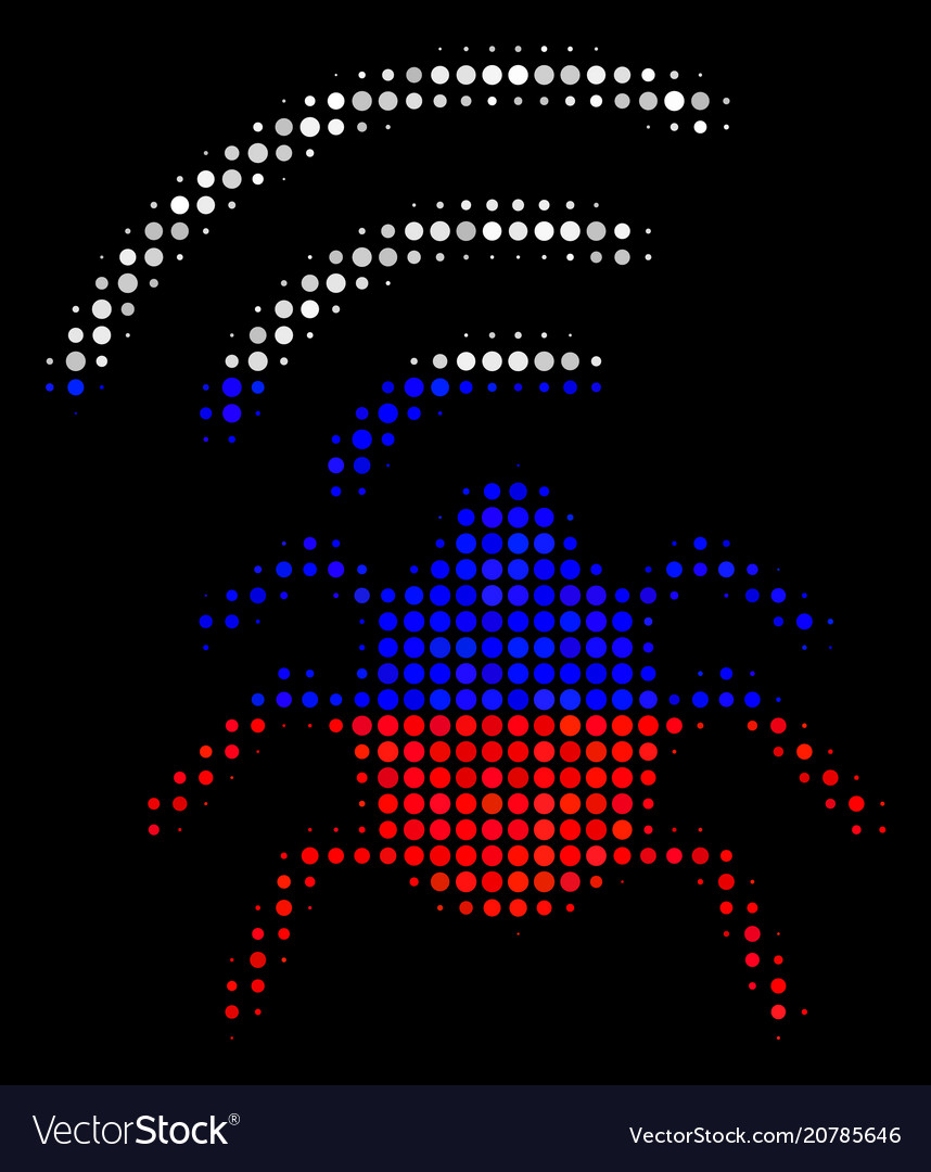 Halftone russian radio bug icon