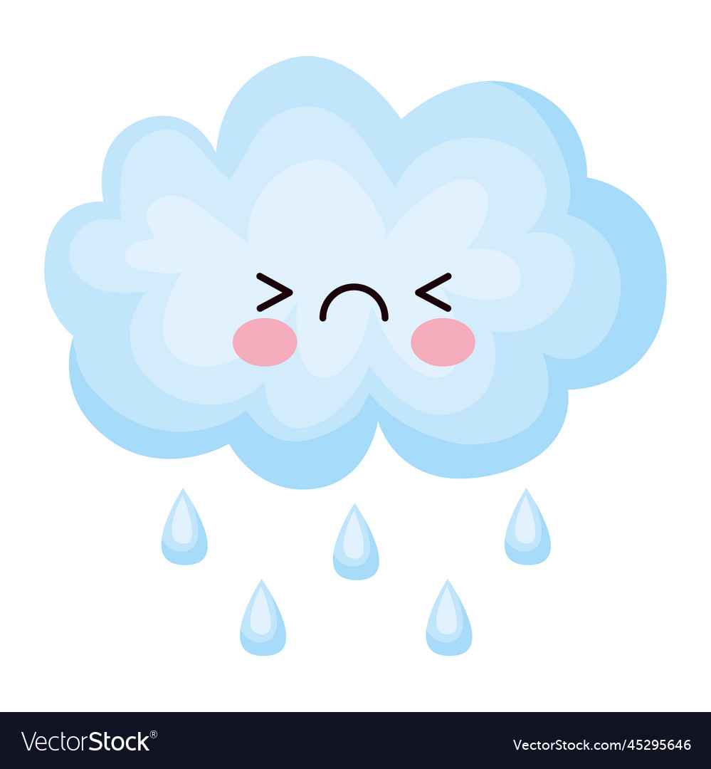 Kawaii cloud with rain Royalty Free Vector Image