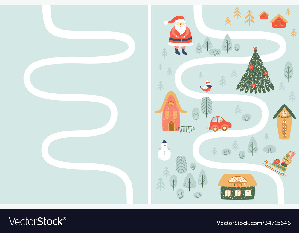 Kids Christmas Map Creator Winter Adventure Vector Image