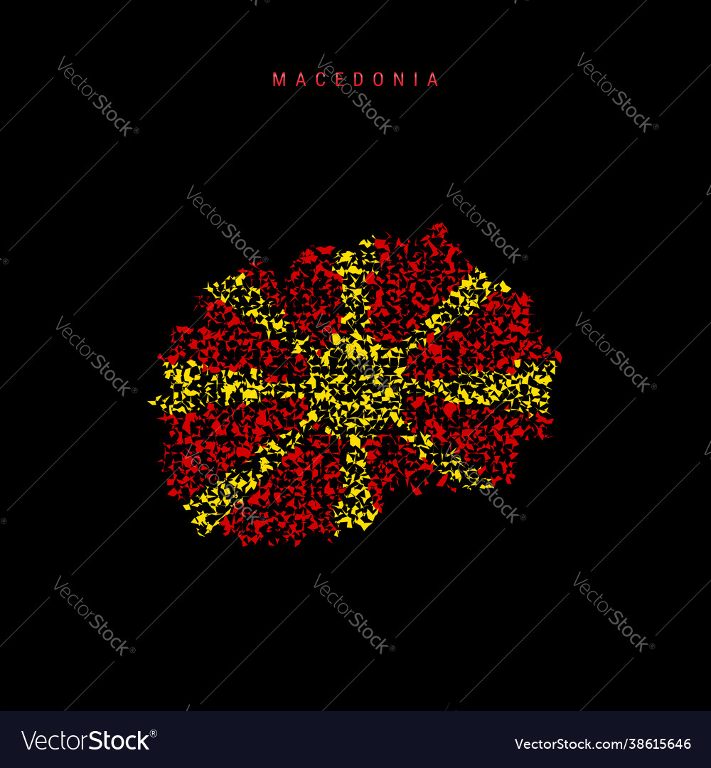 Macedonia flag map chaotic particles pattern