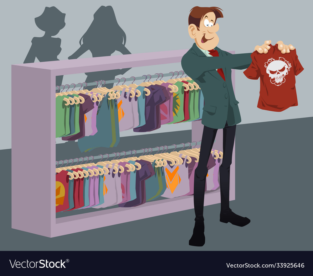 Man chooses t-shirt in store funny people