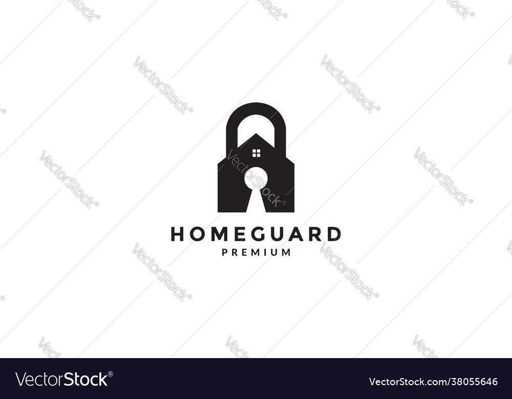 Pad lock with home secure logo symbol icon