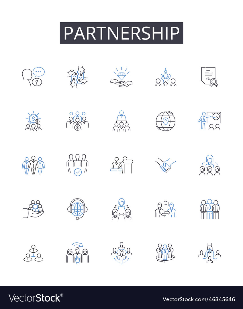 Partnership line icons collection alliance