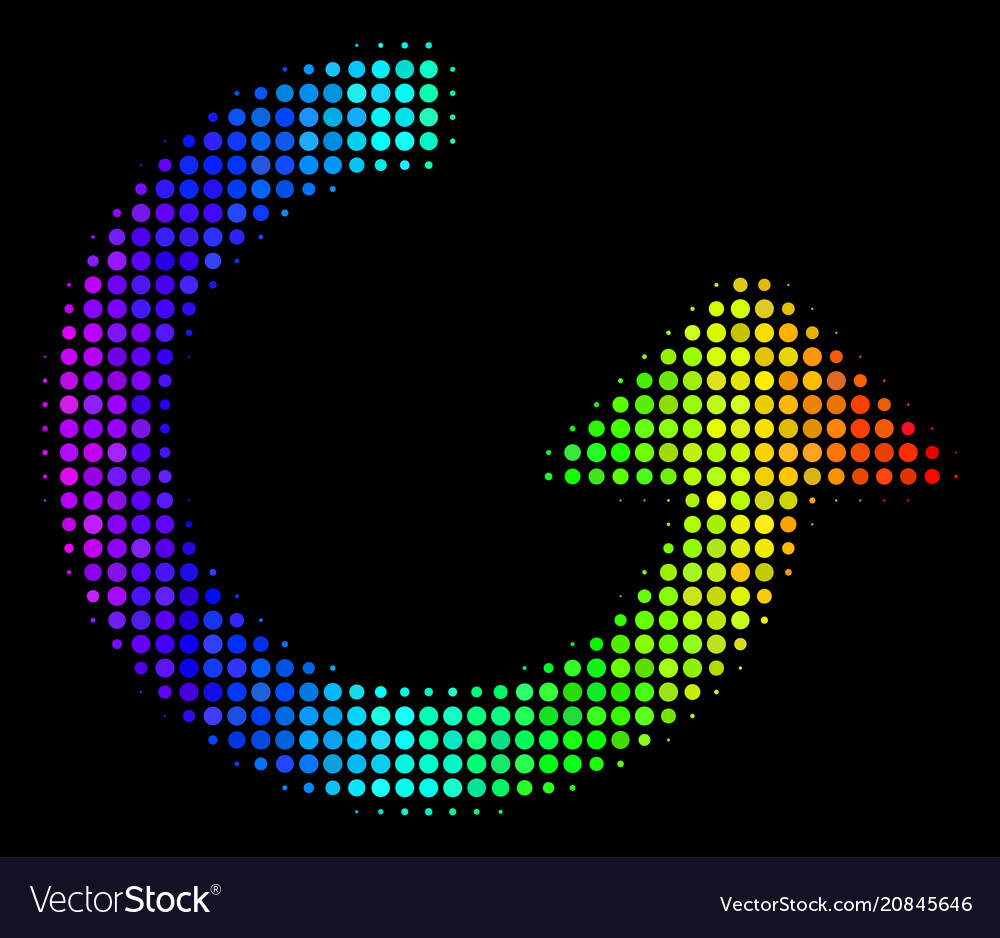 Rainbow colored pixel rotate icon