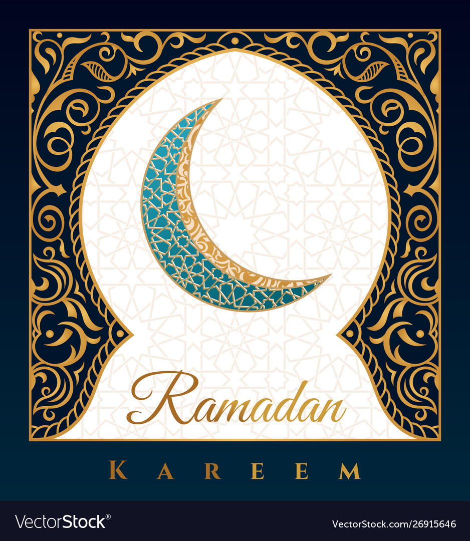 Ramadan Kareem Greeting Background Islamic Symbol Vector Image