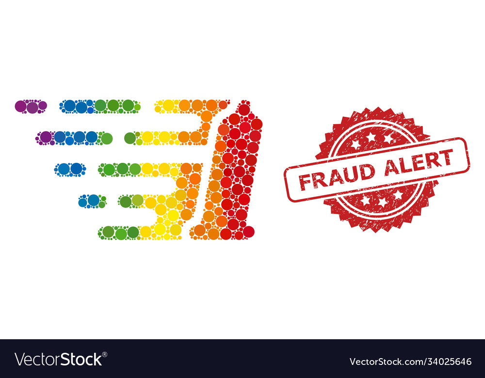 Rubber fraud alert stamp and bright colored