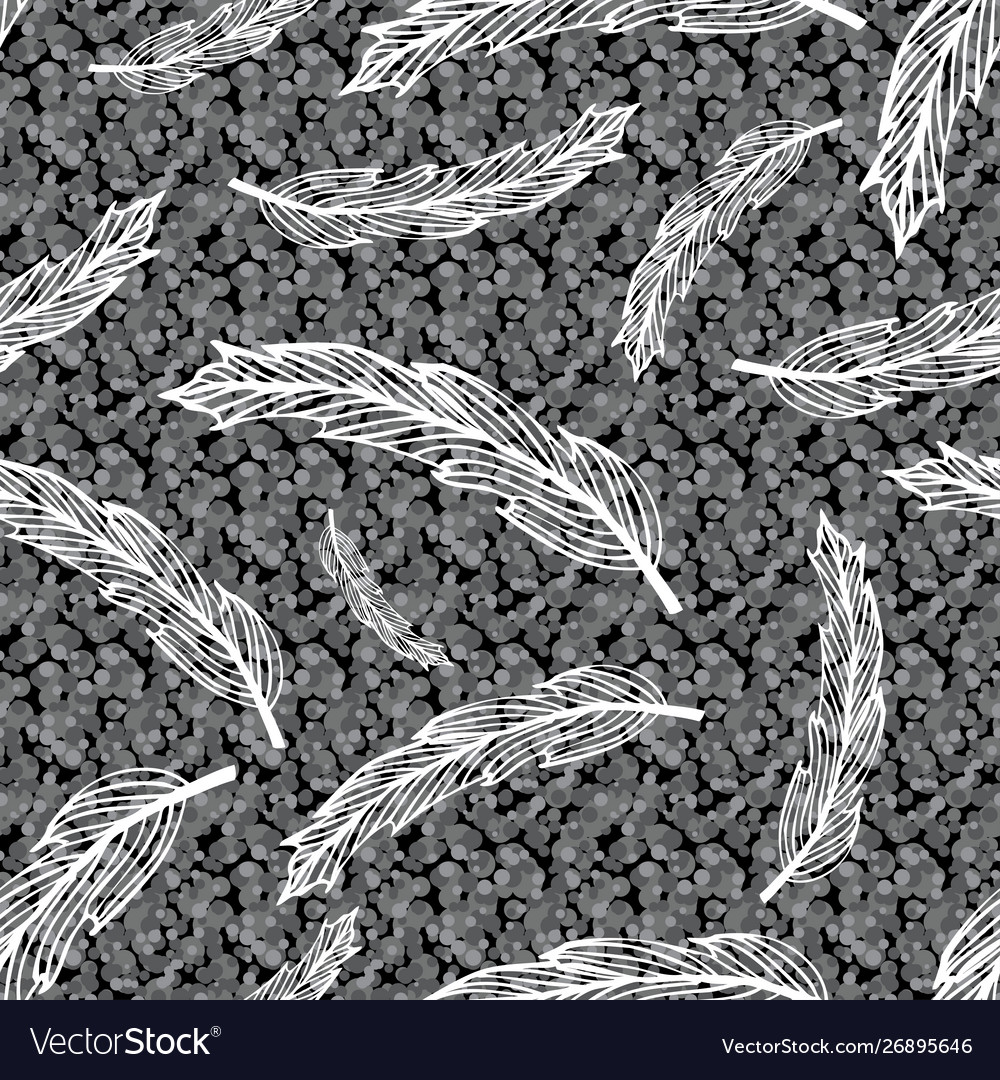 Seamless hippie pattern with feathers