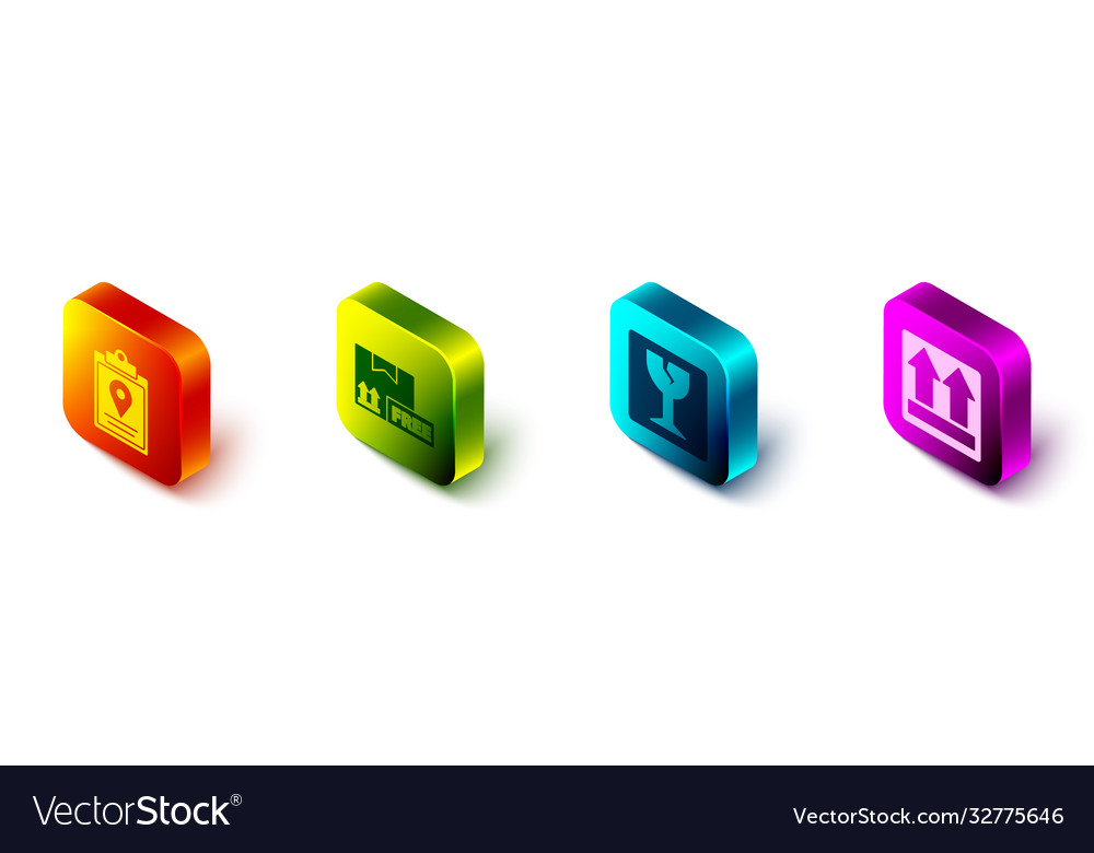 Set isometric document tracking marker system vector image Set isometric document tracking marker system