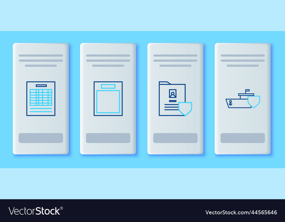 Set line empty form document with shield report vector image Set line empty form document with shield report