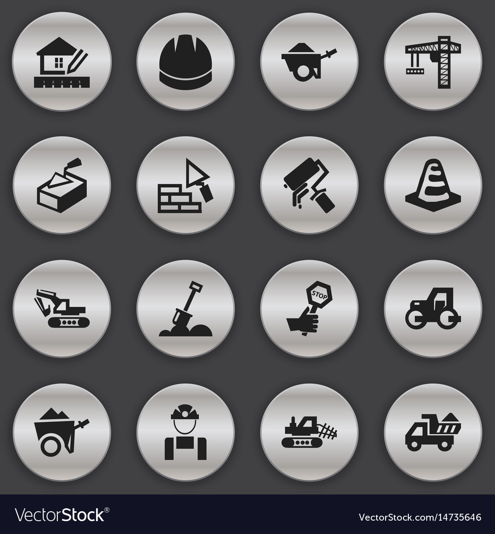 Set of 16 editable building icons includes