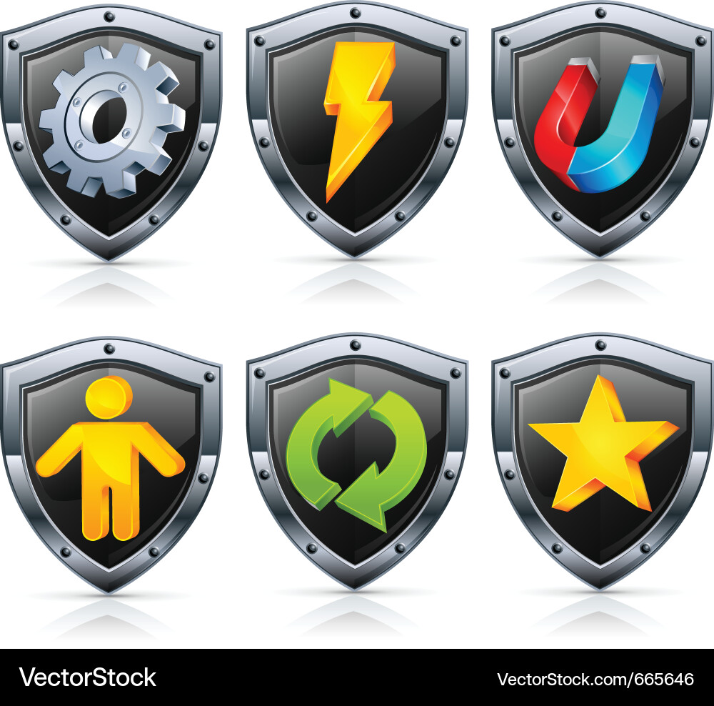 Shield security icons Royalty Free Vector Image