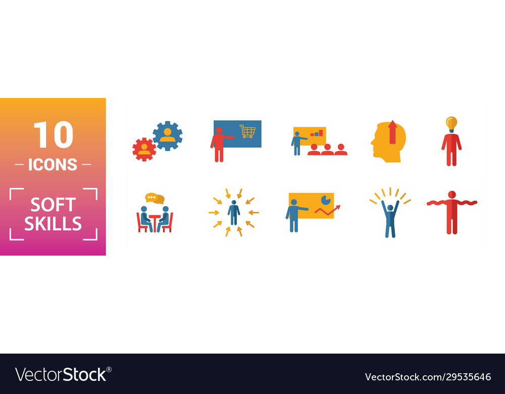 Soft skills icon set include creative elements