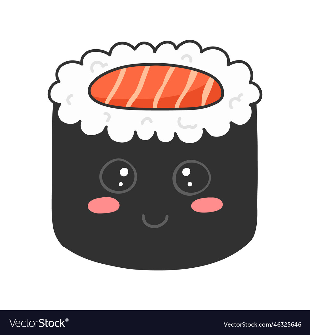 Sushi in kawaii style Royalty Free Vector Image