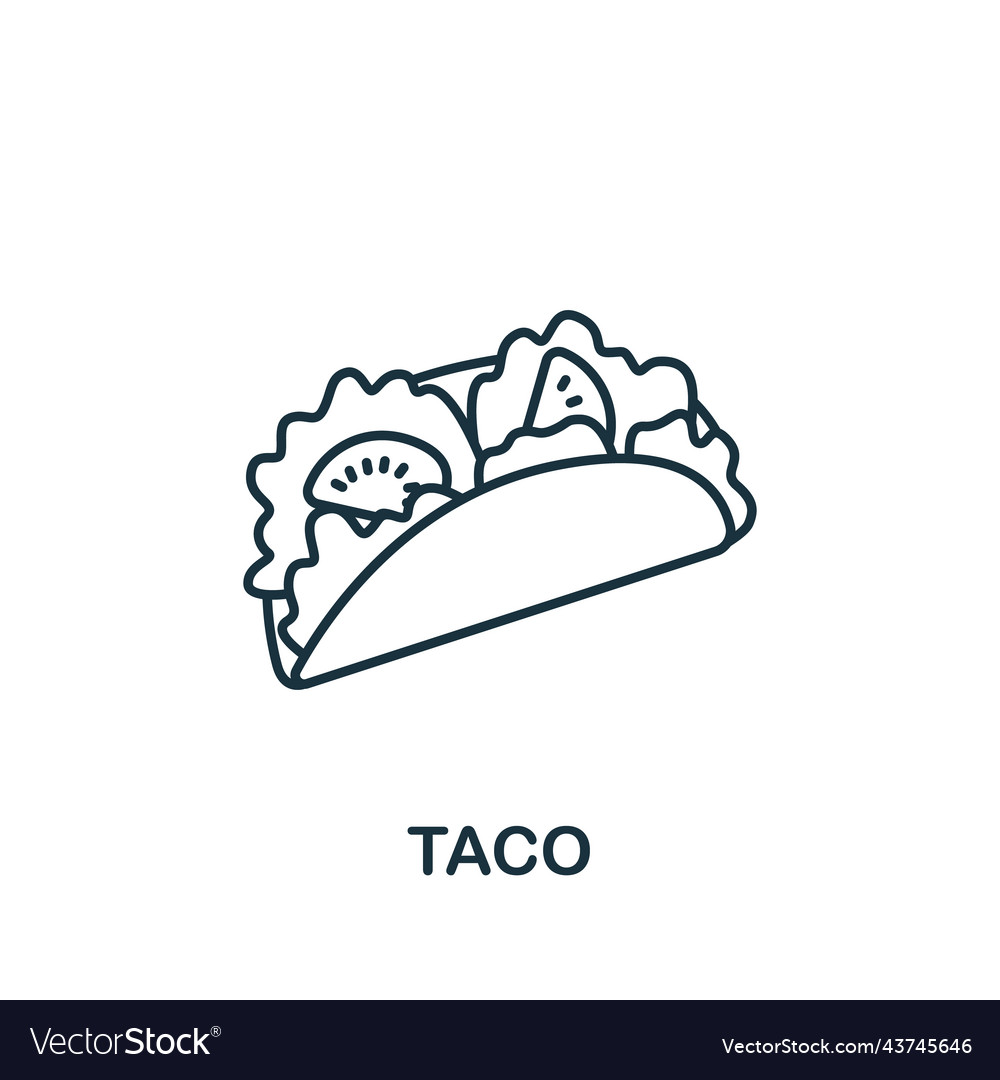 Taco icon line simple for templates web vector image Taco icon line simple for templates web