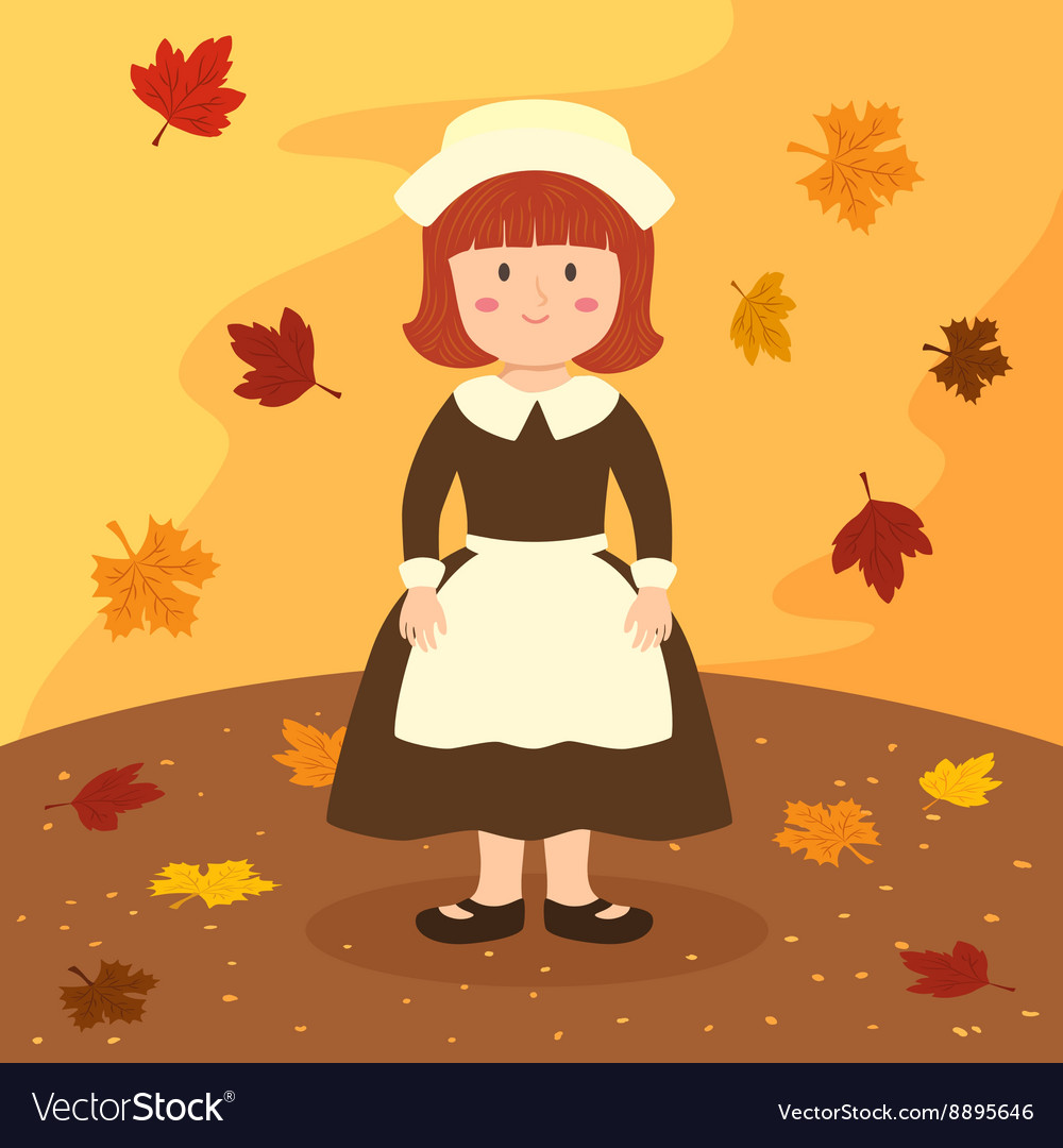 Thanksgiving girl cartoon