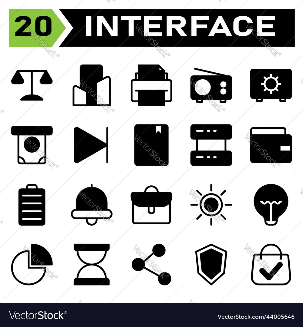User interface icon set include legal law justice