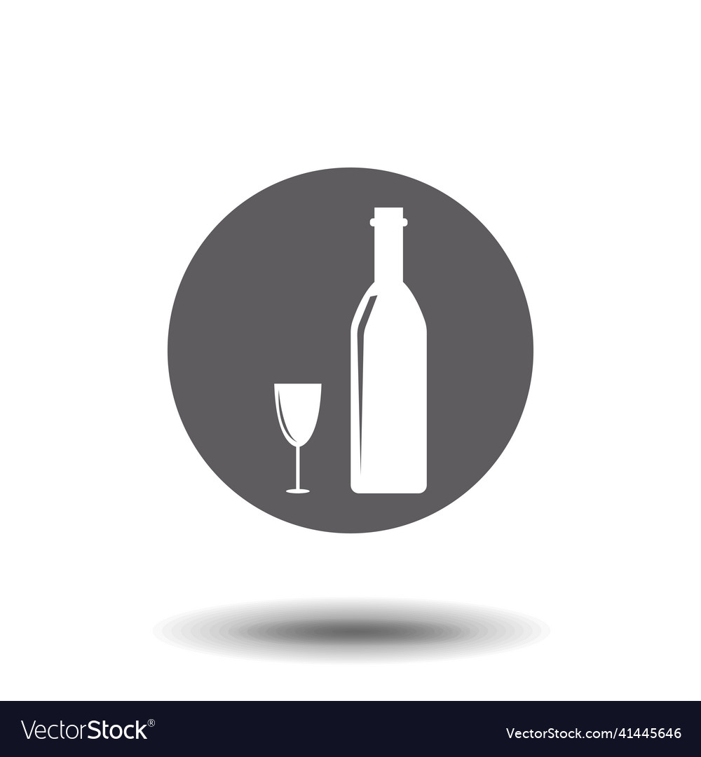 Wine bottle with glass icon isolated