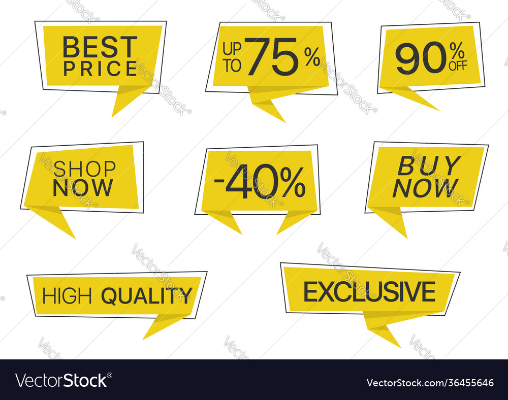 Yellow trendy paper label set