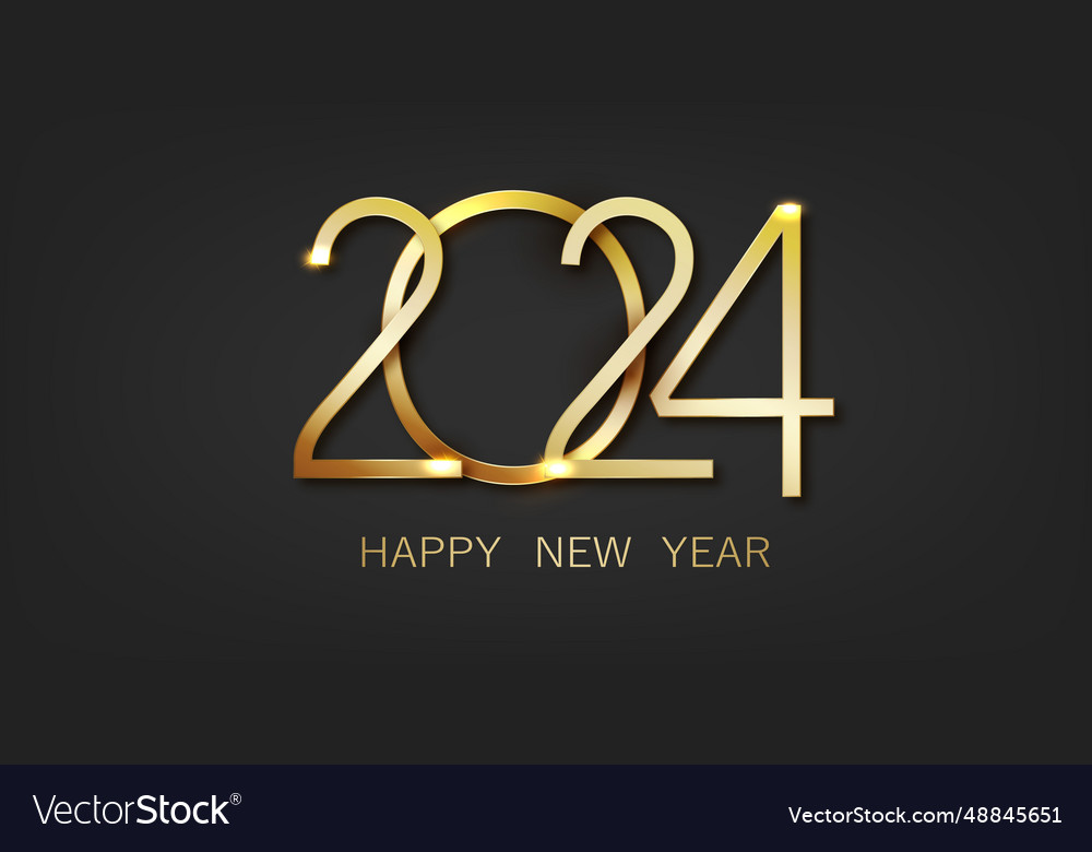 2024 gold luxury inscription on black background Vector Image