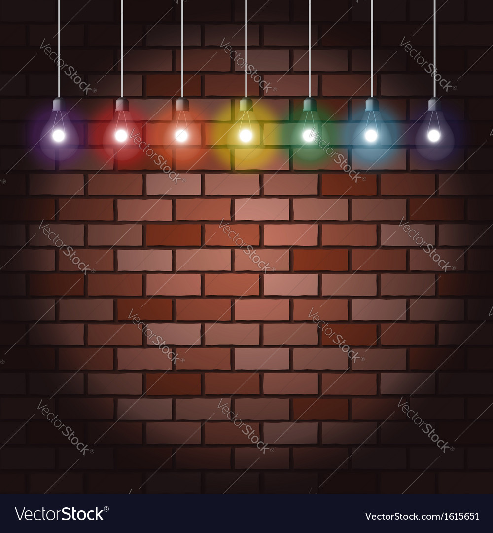 Brick Wall And Light Bulbs Royalty Free Vector Image Light Bulbs Royalty Free Vector Image