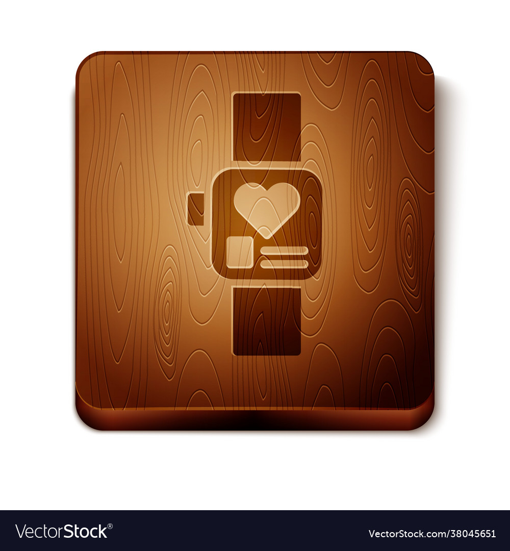 Brown smart watch showing heart beat rate icon