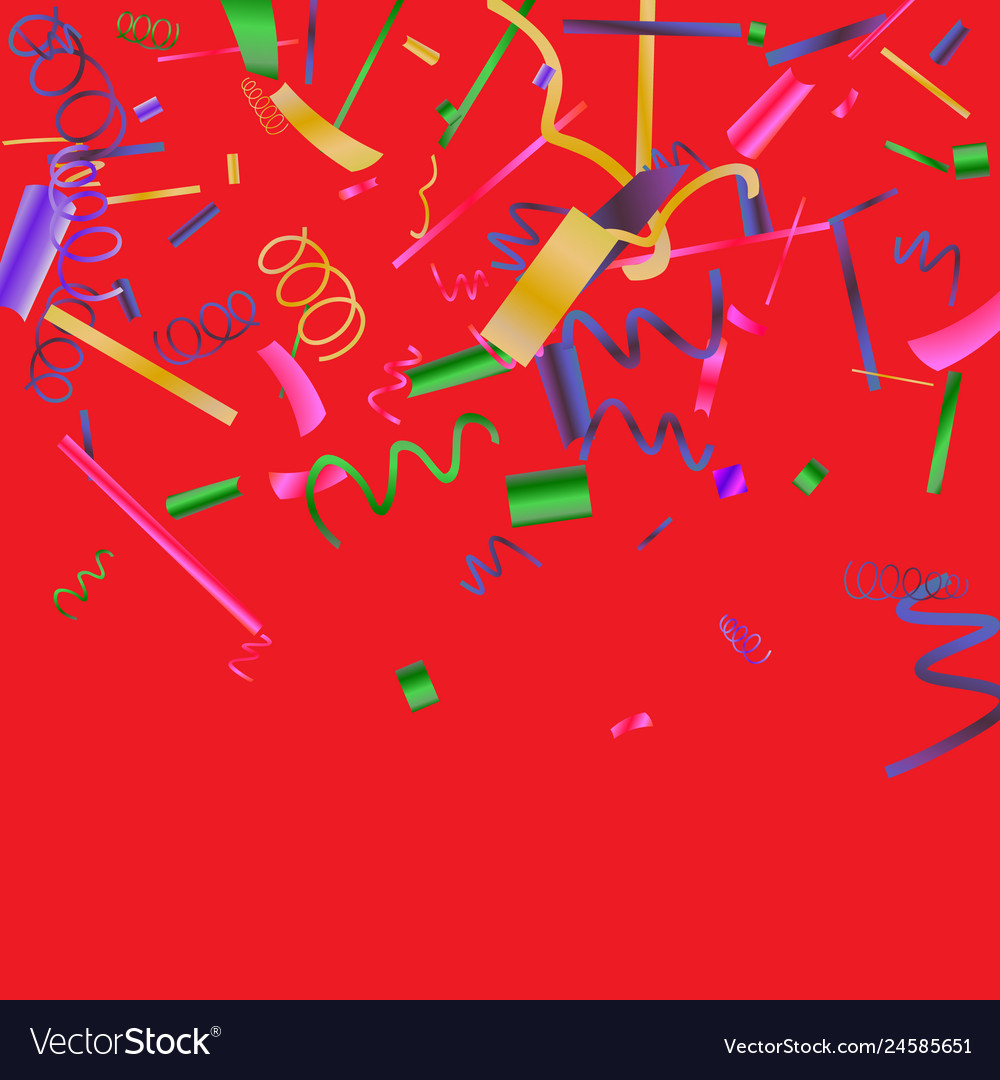 Colorful colored confetti on a red background