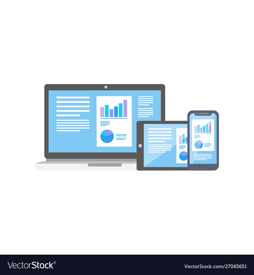 Flat design responsive web devices