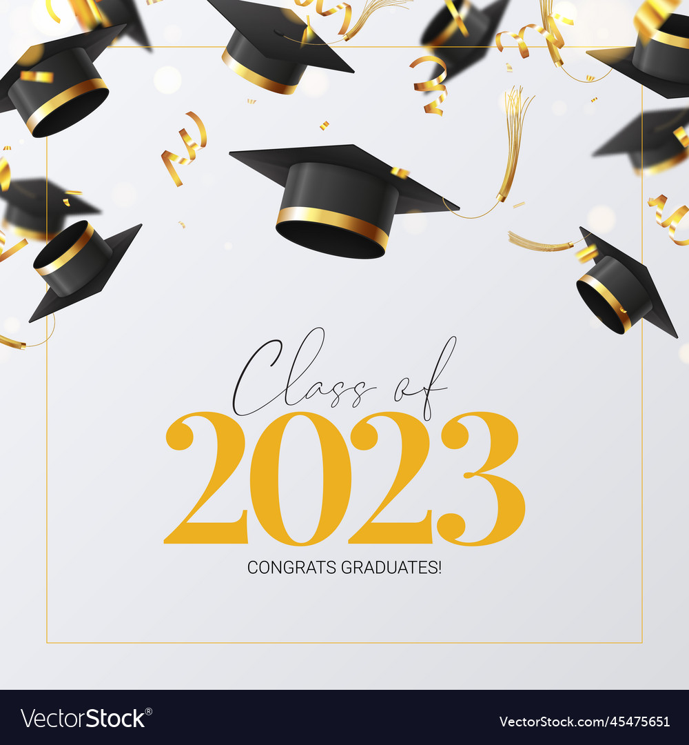 Greeting banner for design of graduation 2023 Vector Image