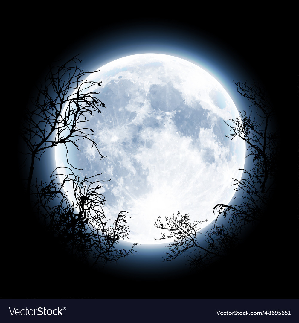 Halloween background big blue moon on the black