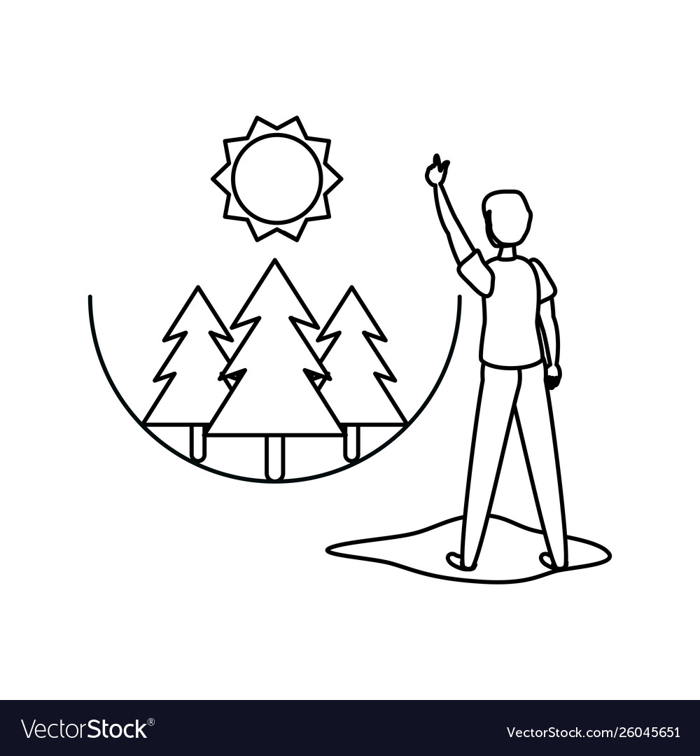 Isolated pine trees and avatar man design