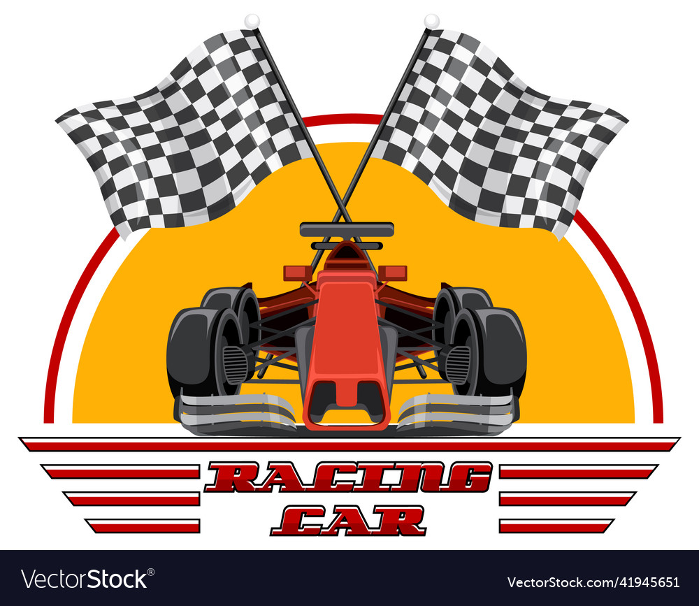 Racing car logo with car on white Royalty Free Vector Image