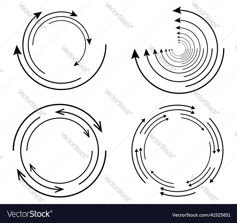 Random circular cycle arrow element spiral vector image Random circular cycle arrow element spiral