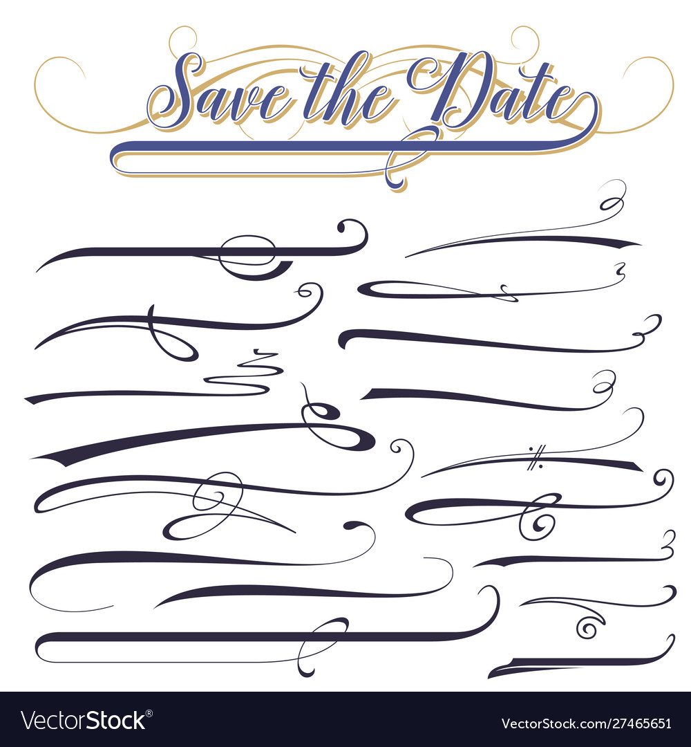 Set calligraphic elements for design vector image Set calligraphic elements for design