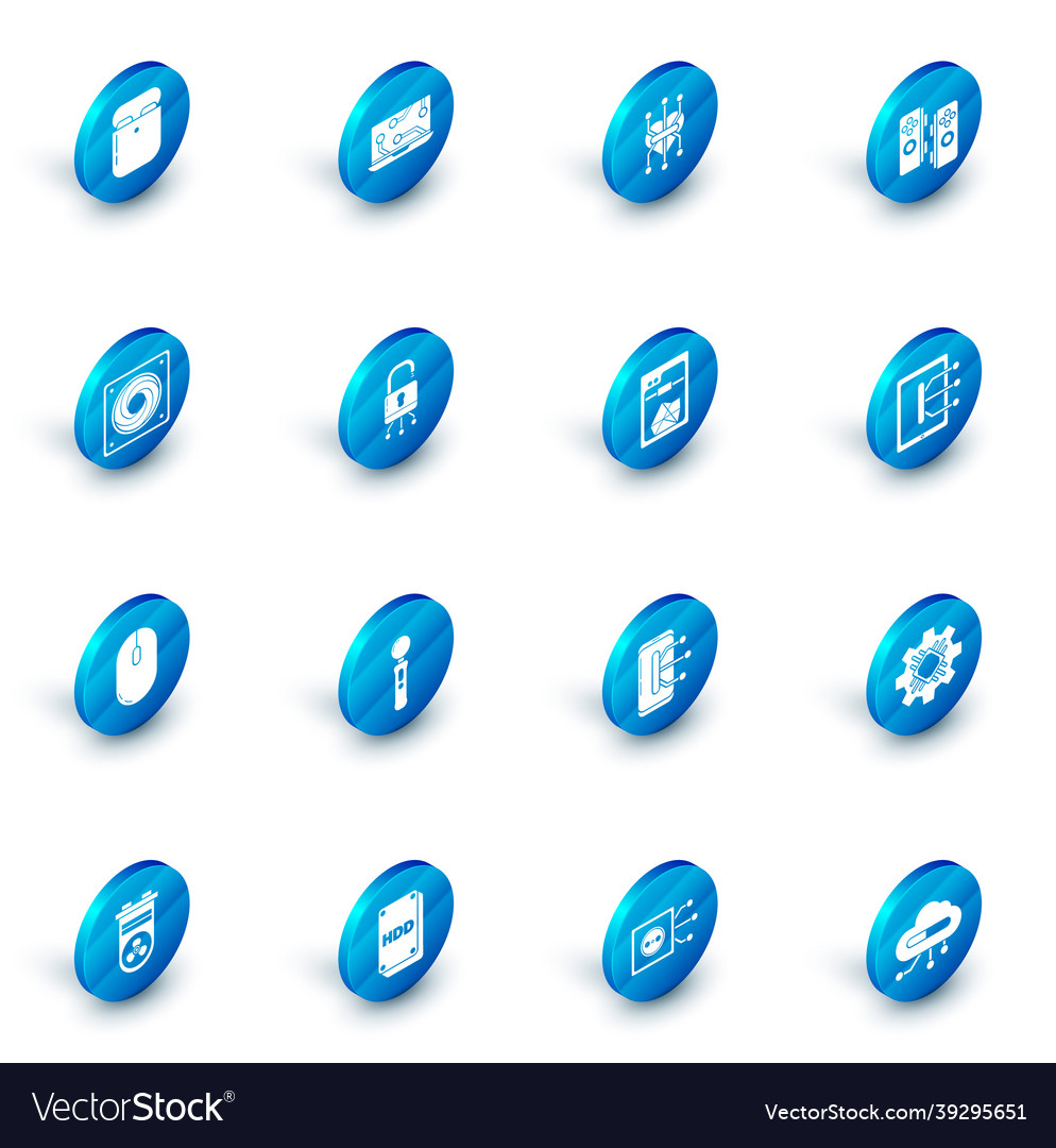 Set laptop processor gamepad computer cooler vector image Set laptop processor gamepad computer cooler