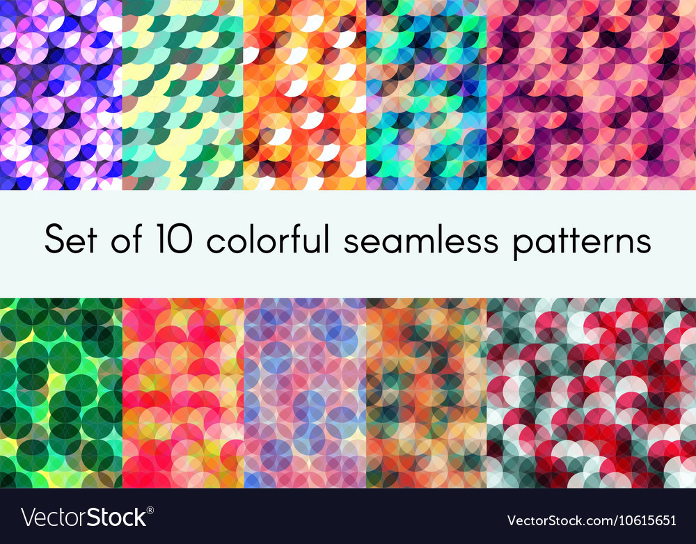 Set of 10 colorful seamless patterns