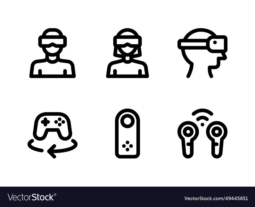 Simple set of virtual reality line icons