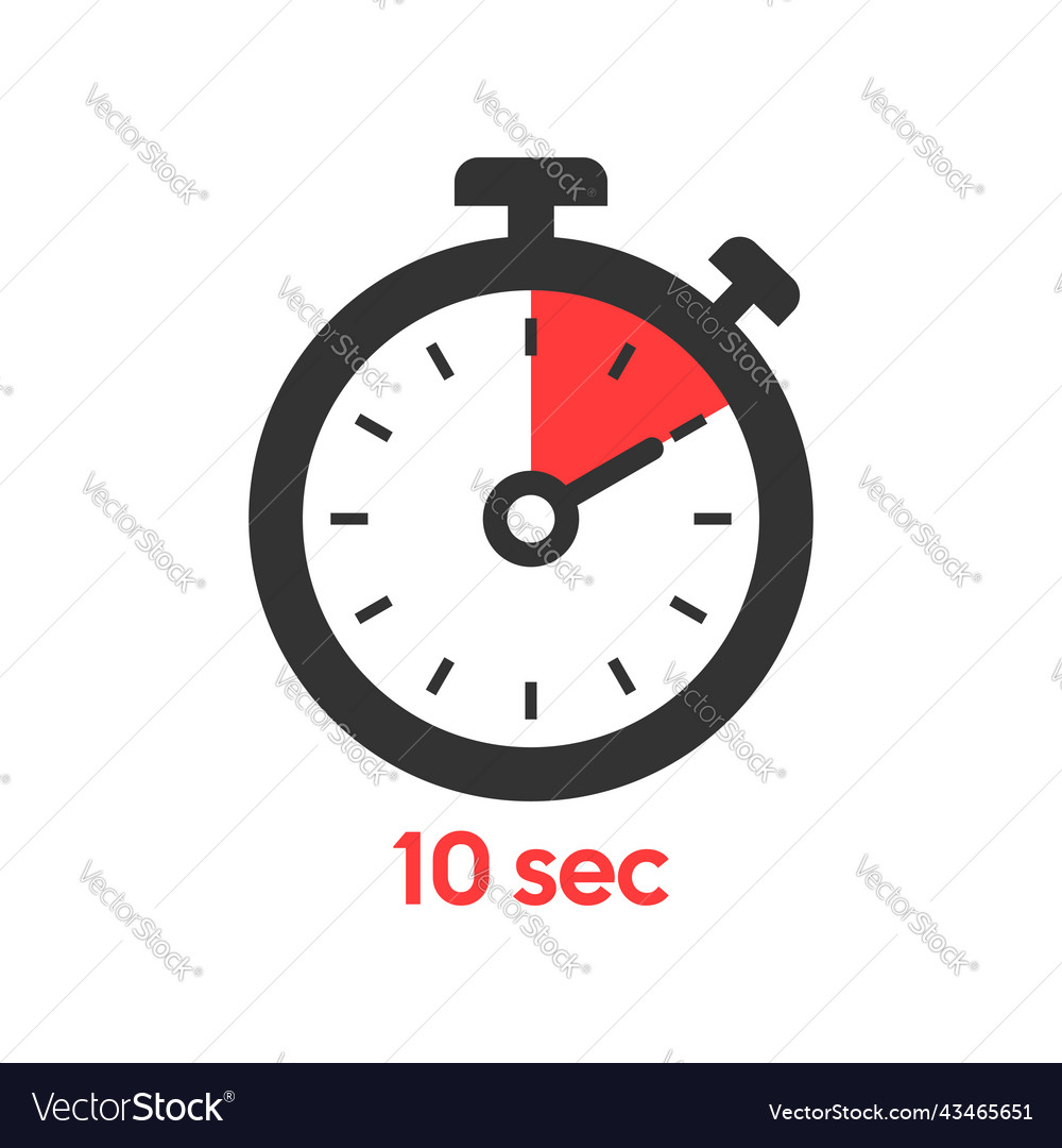 Stopwatch 10 seconds icon in flat style timer