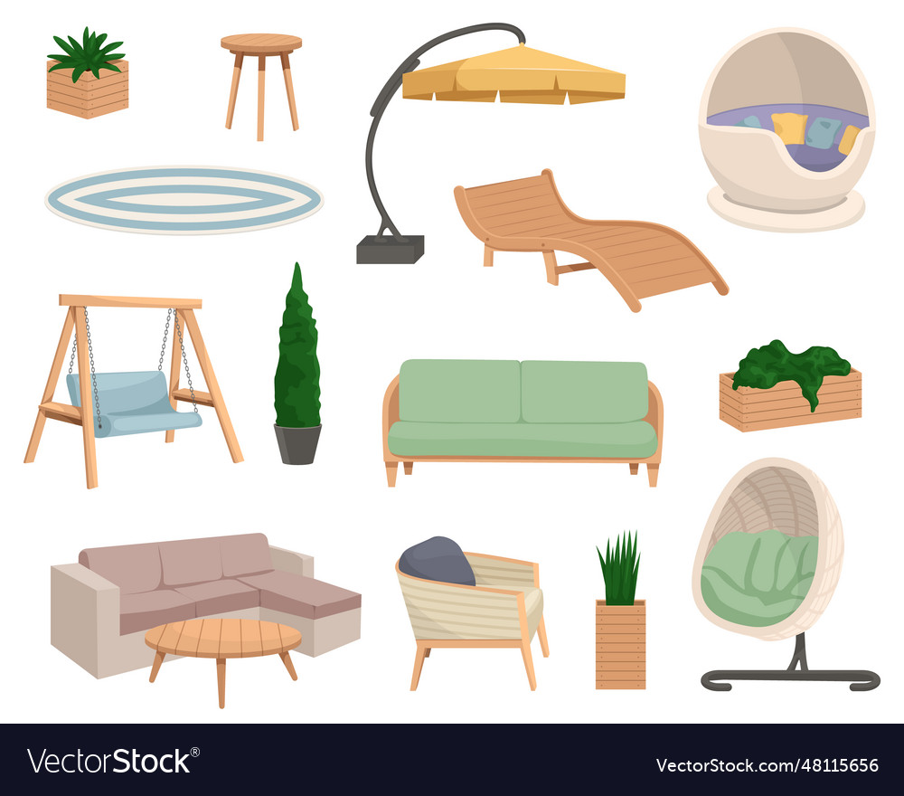 Garden furniture set Royalty Free Vector Image