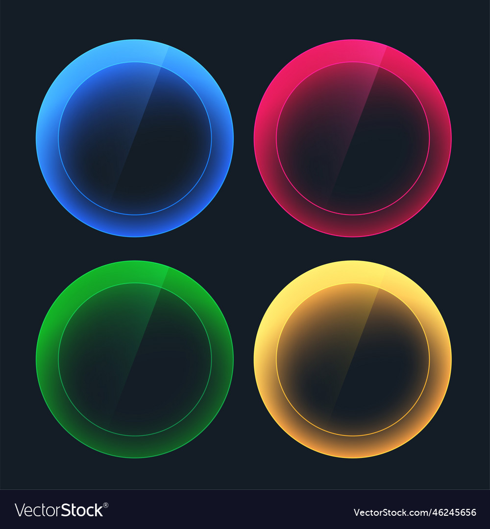 Glossy dark buttons in circular shapes