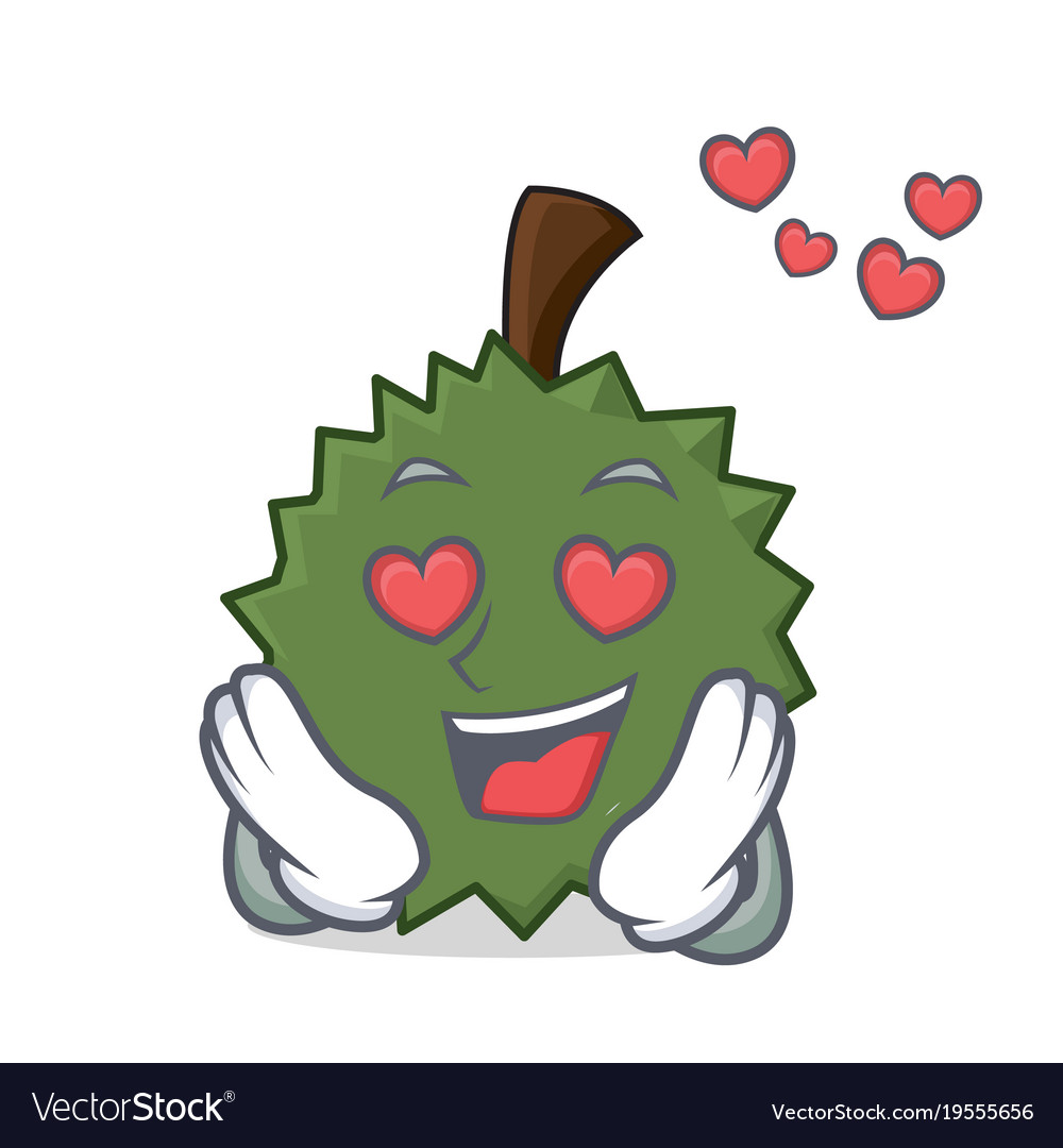 In love durian mascot cartoon style